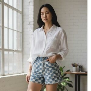 90s Vintage ZIP CODE Denim Statement Shorts Patchwork High-Rise Size 11/12